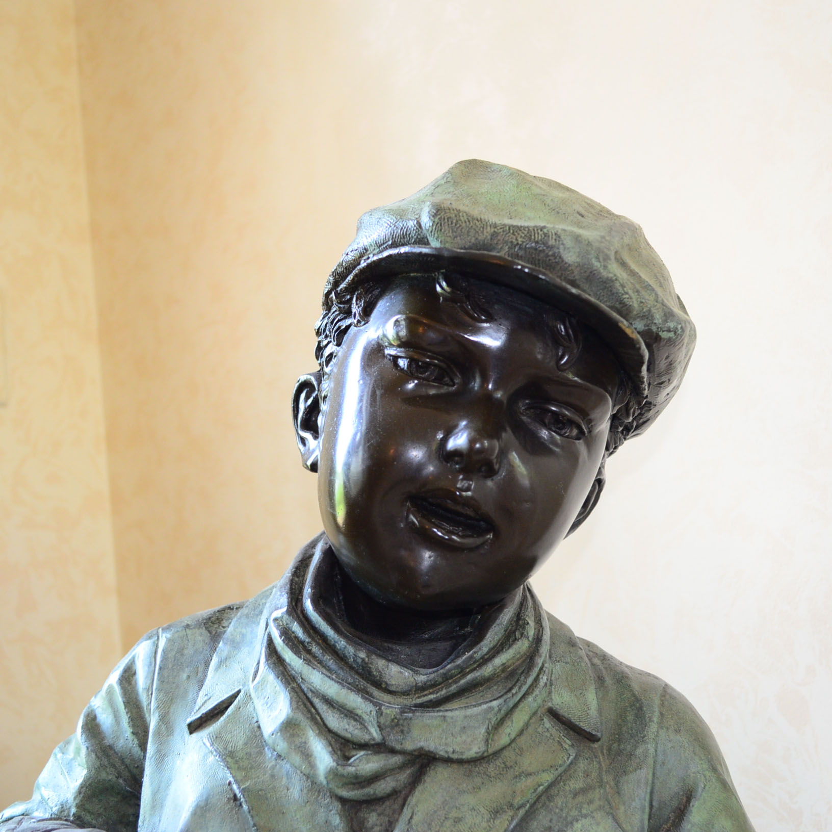 Metal Alloy Sculpture Of Young Golf Caddy