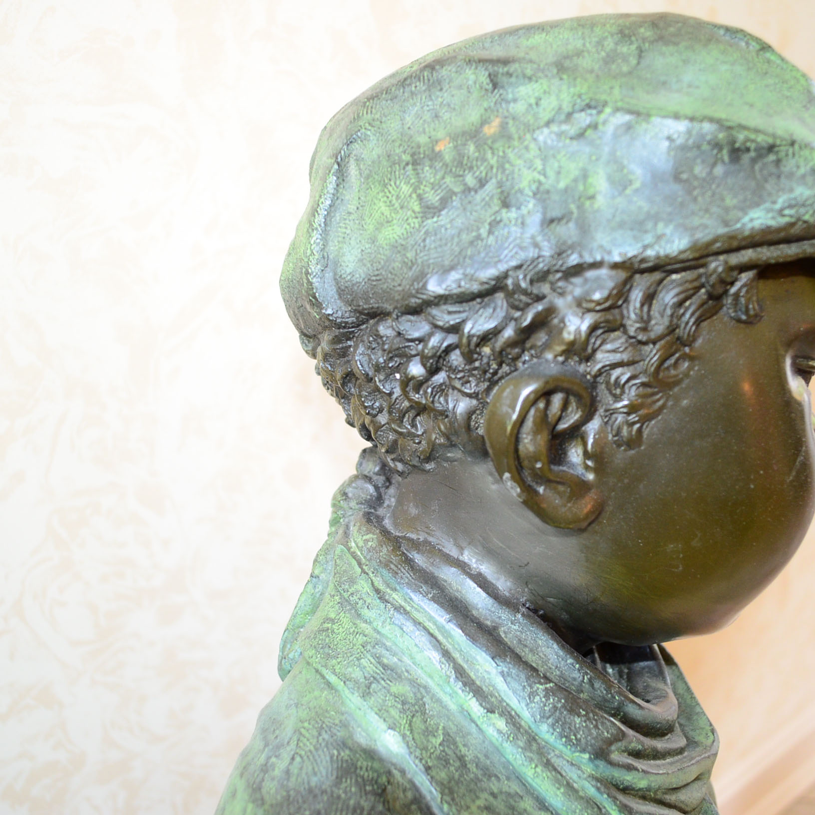 Metal Alloy Sculpture Of Young Golf Caddy