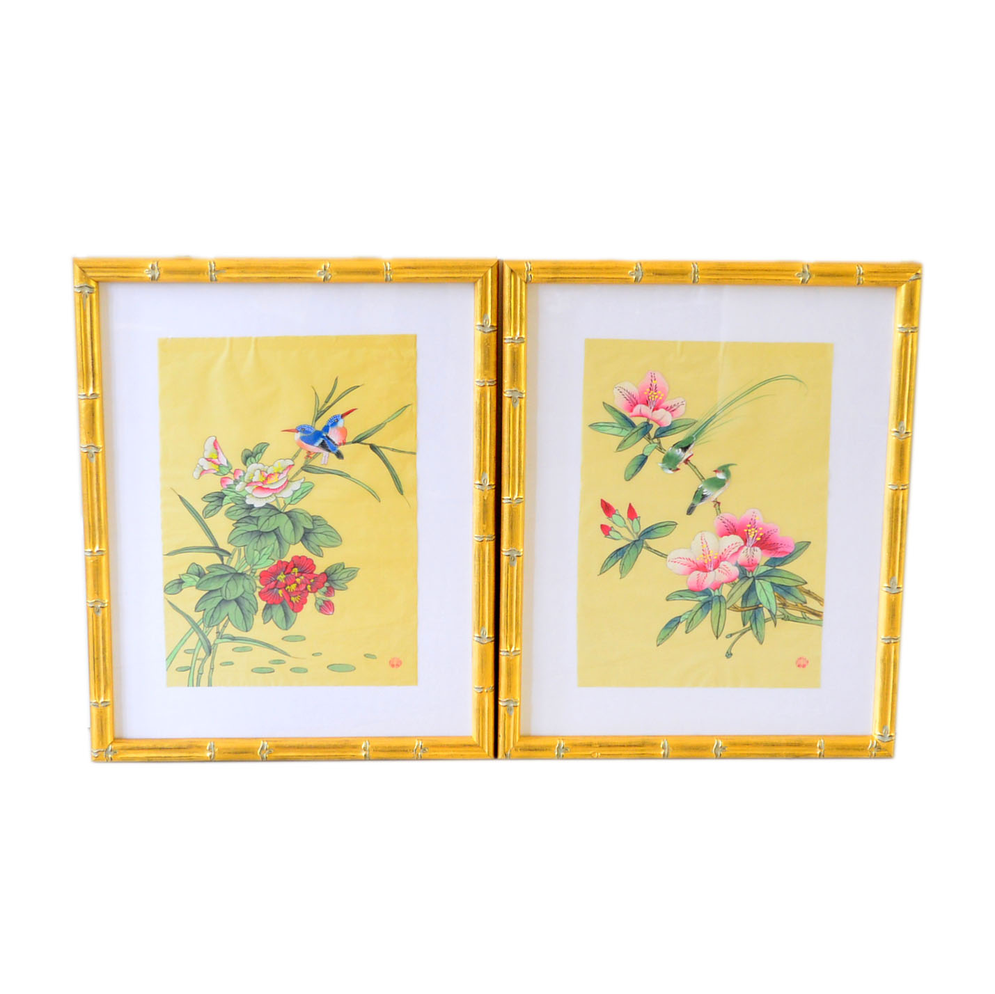 Pair of Silk Paintings
