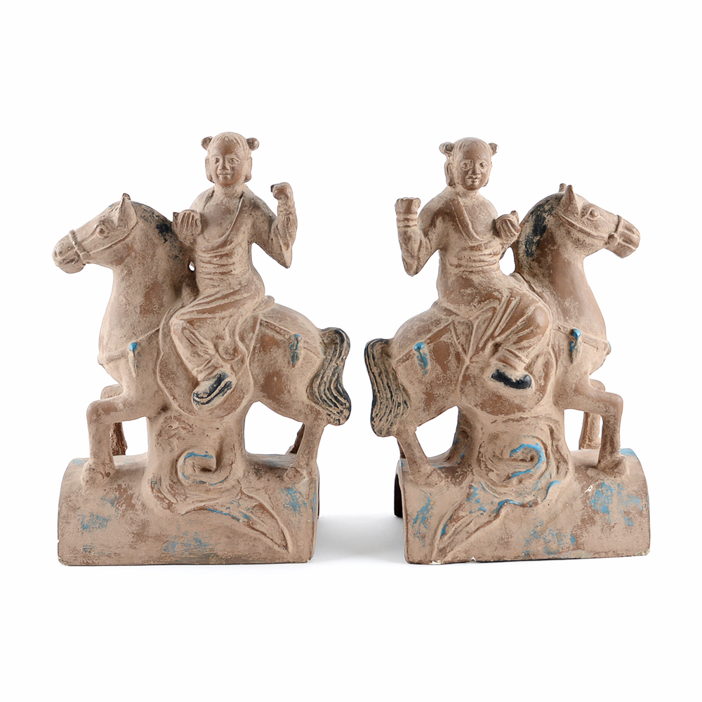 Chinese Inspired Plaster Bookends