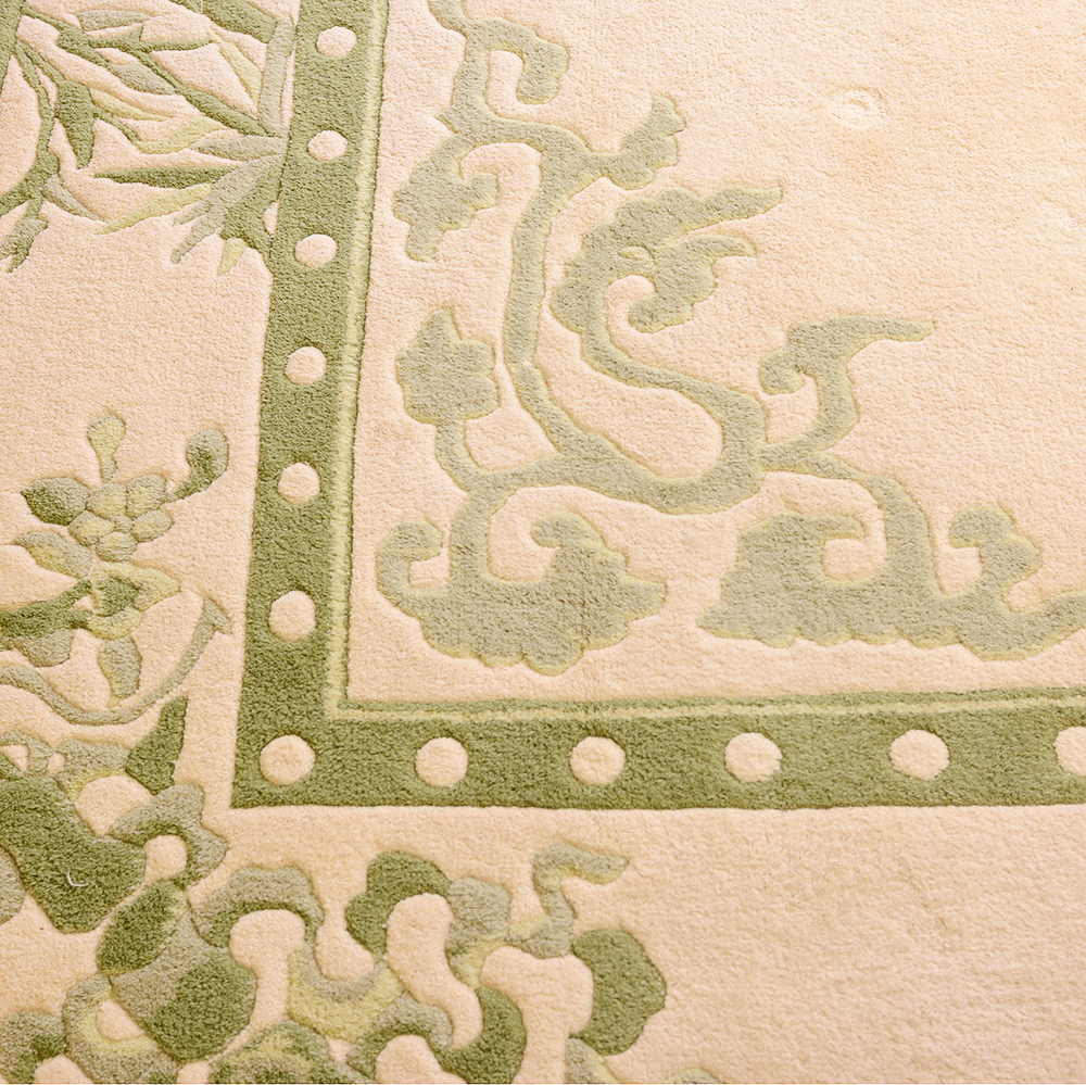 Green Bengali Hand Woven Wool Area Rug