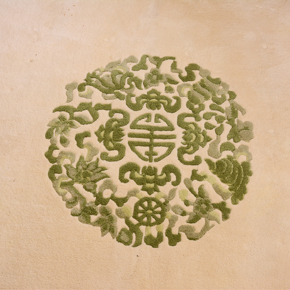 Green Bengali Hand Woven Wool Area Rug