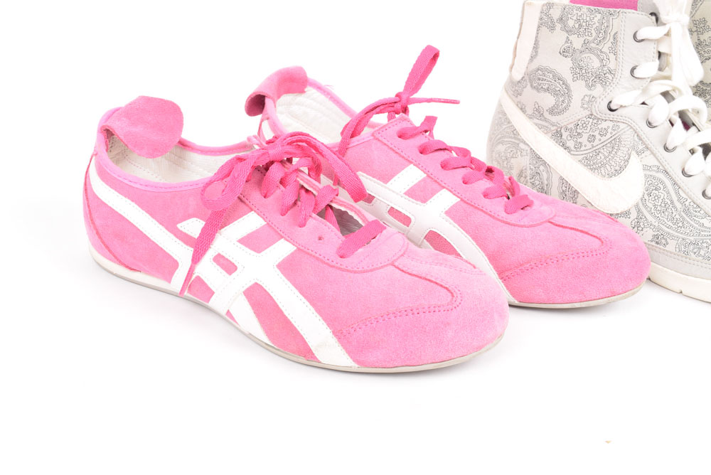 Pink Aasics and Nike Paisley Sneakers