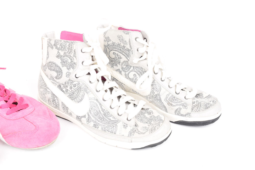 Pink Aasics and Nike Paisley Sneakers