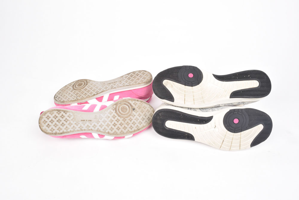 Pink Aasics and Nike Paisley Sneakers