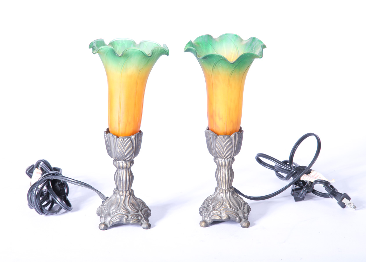 Pair of Frosted Glass Lamps