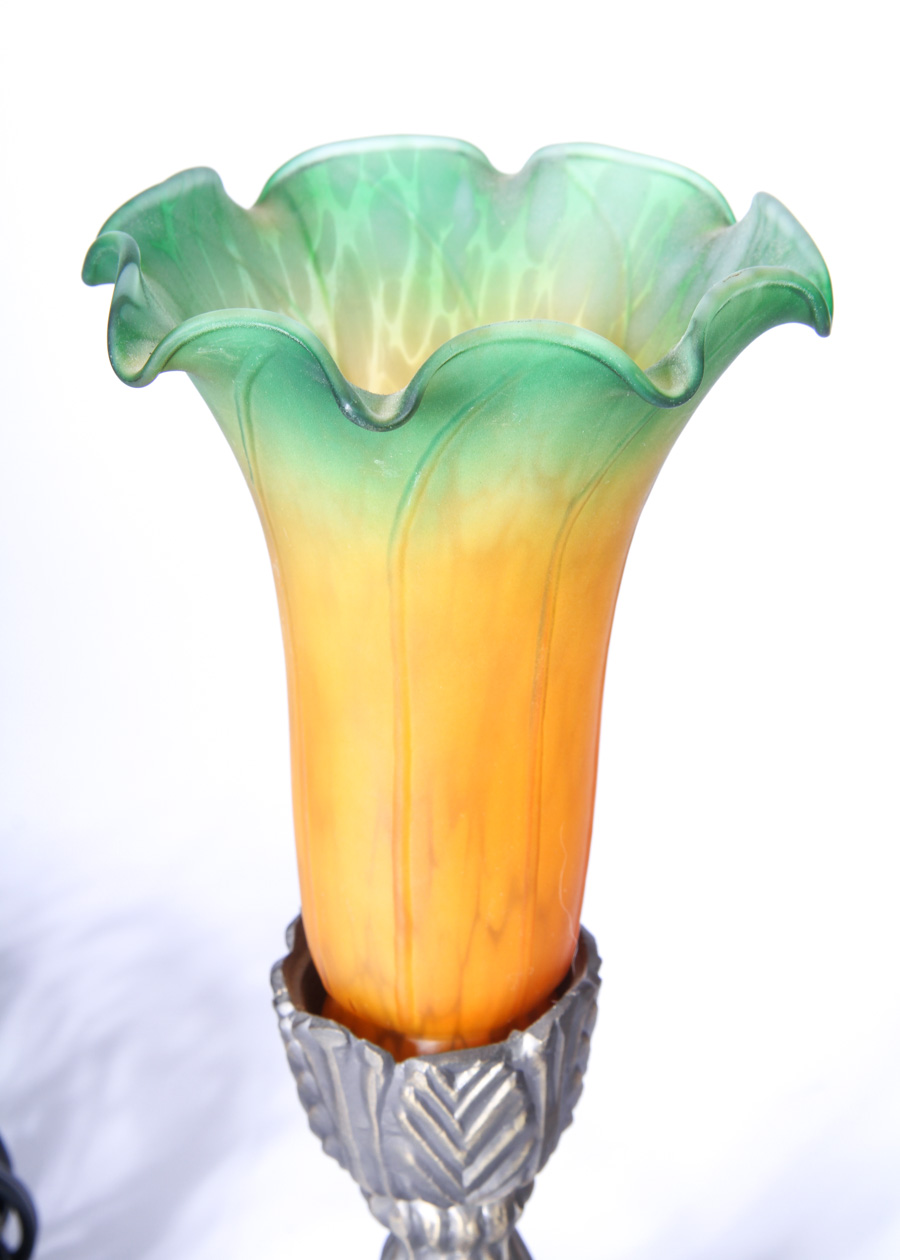 Pair of Frosted Glass Lamps