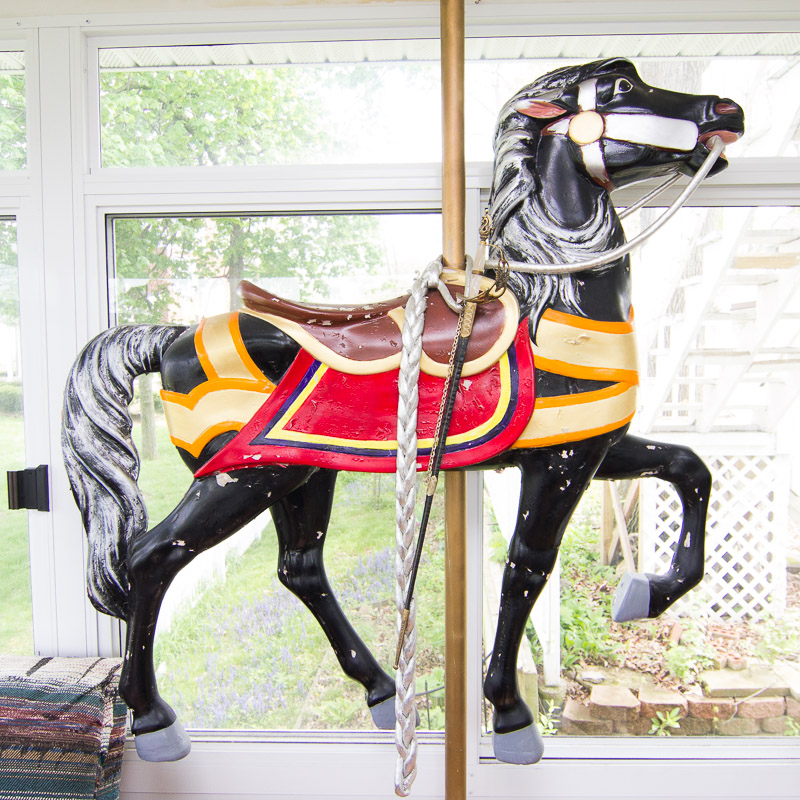 Decorative Fiberglass Carousel Horse with Sword