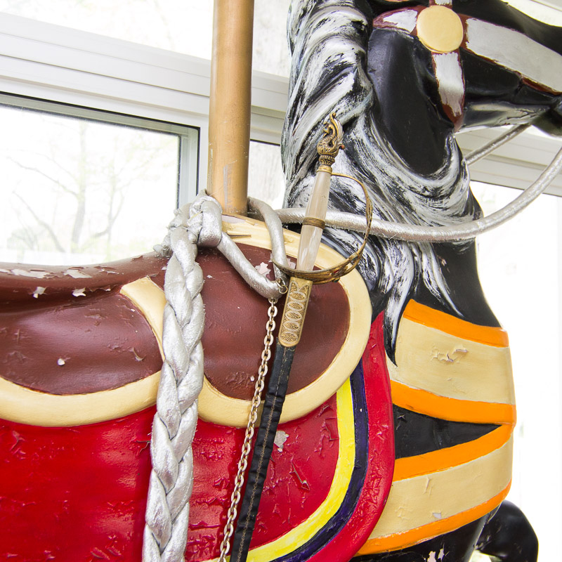 Decorative Fiberglass Carousel Horse with Sword