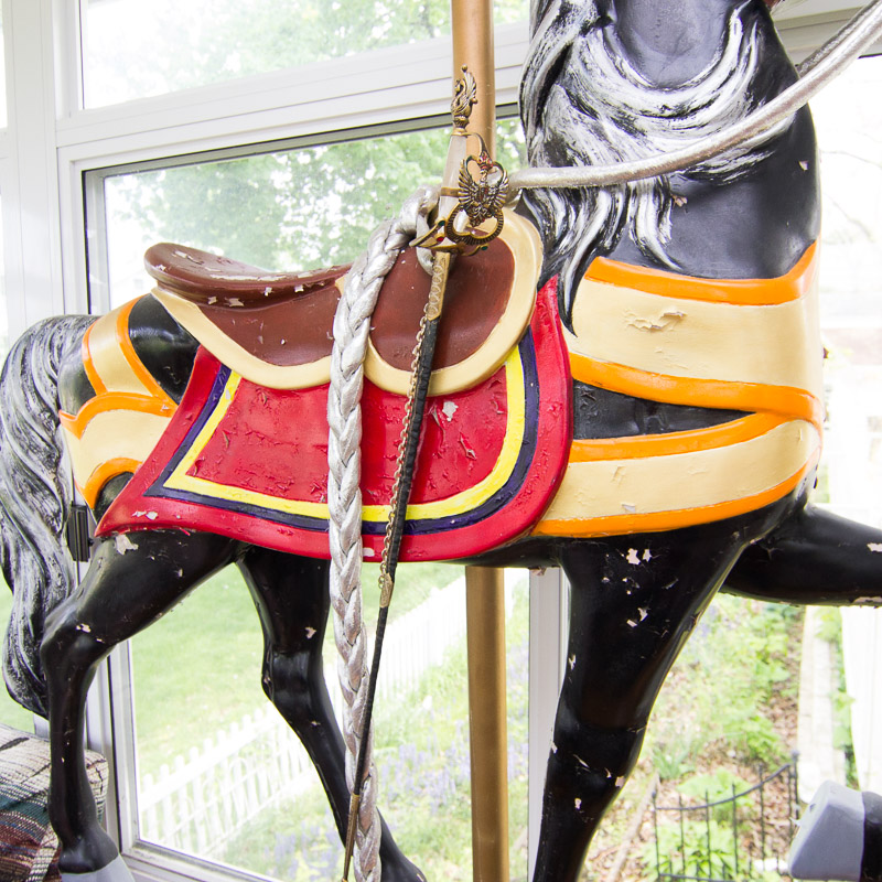 Decorative Fiberglass Carousel Horse with Sword