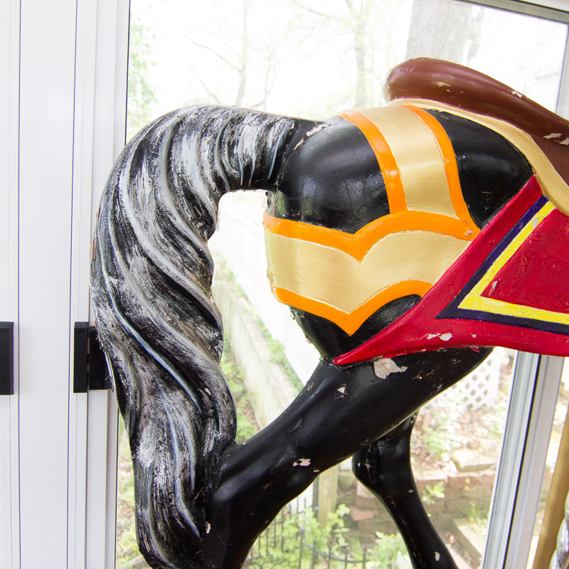 Decorative Fiberglass Carousel Horse with Sword