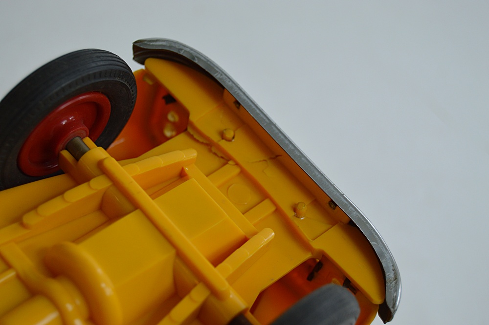 Three 1950s International Plastic Toy Trucks with Boxes