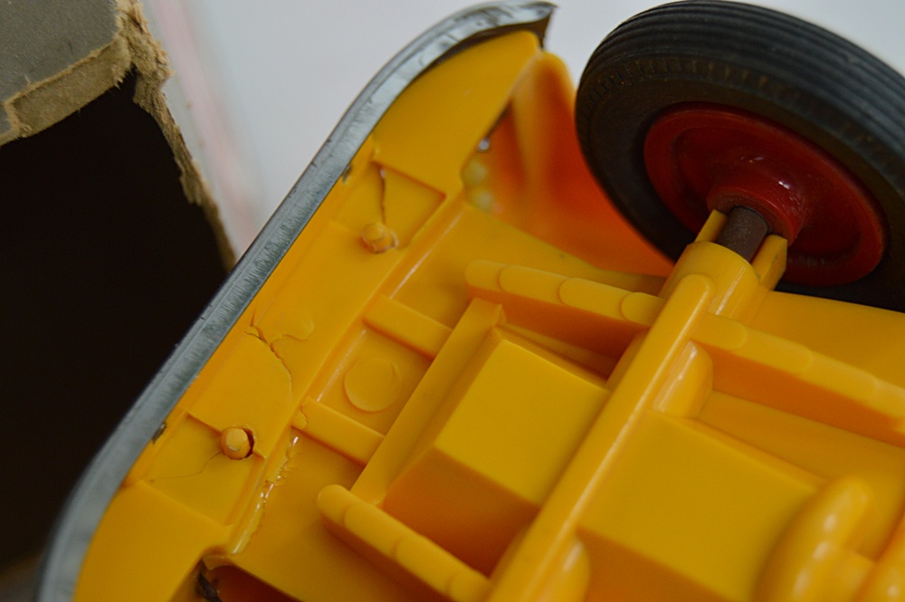 Three 1950s International Plastic Toy Trucks with Boxes