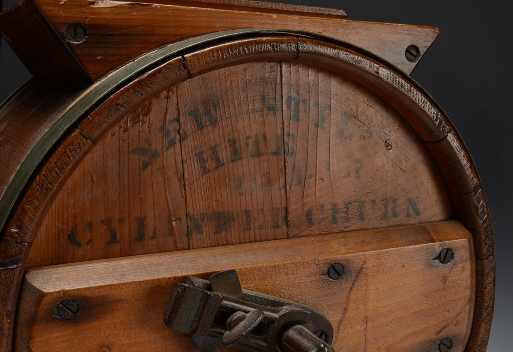 Antique New Style White Cedar Cylinder Butter Churn