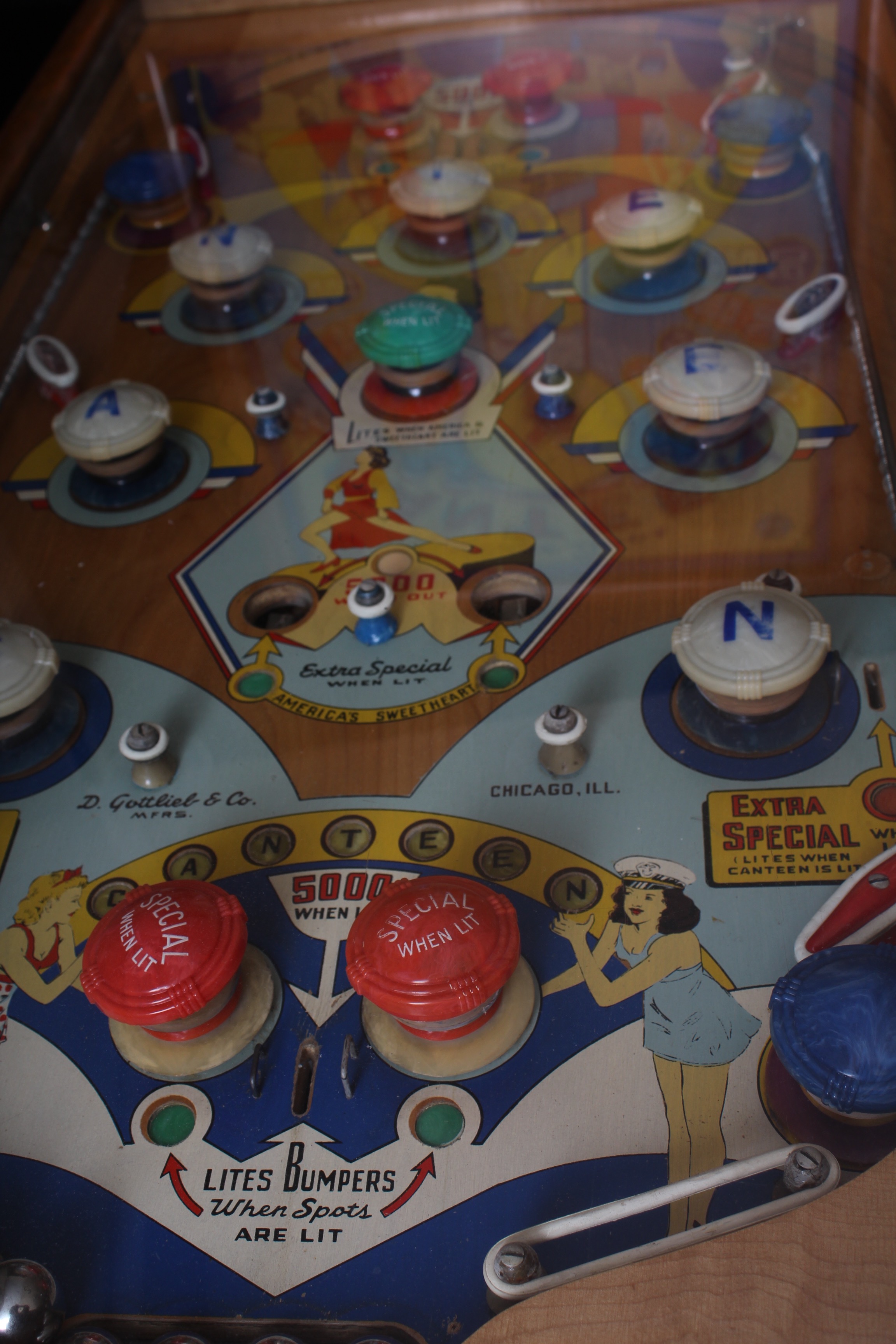 Vintage 1945 Gottleib "Stage Door Canteen" Pinball Machine