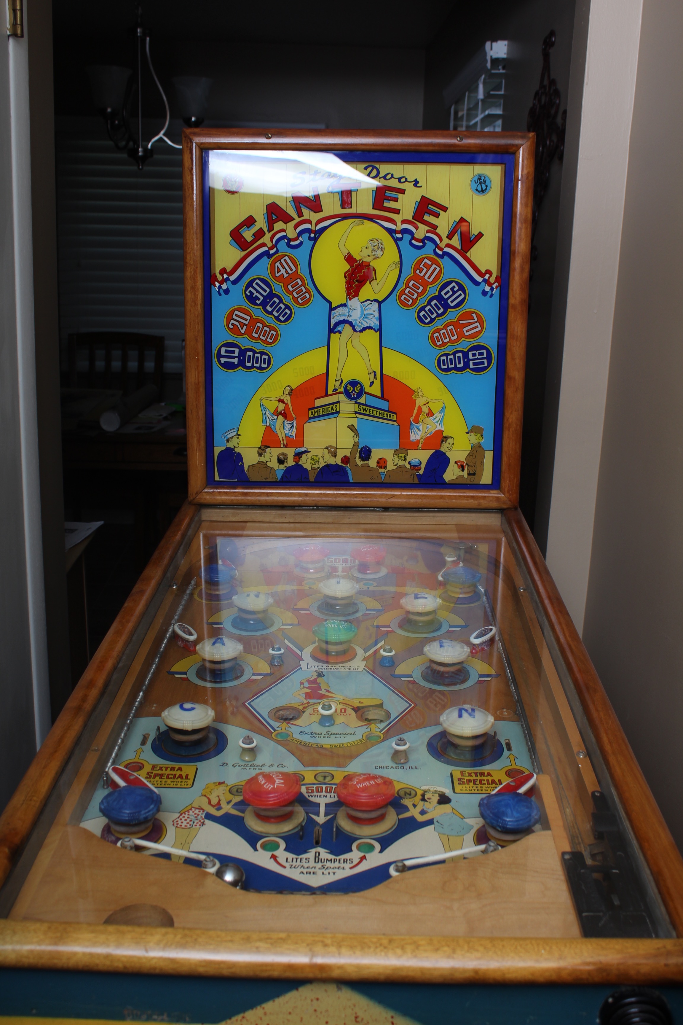 Vintage 1945 Gottleib "Stage Door Canteen" Pinball Machine