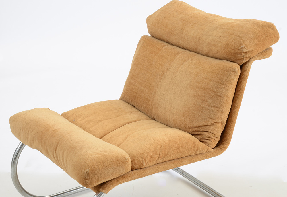 Golden Velour Cantilever Lounge Chair