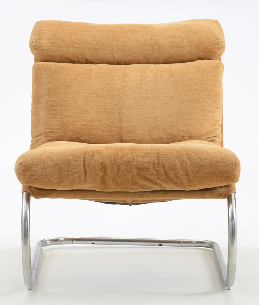Golden Velour Cantilever Lounge Chair
