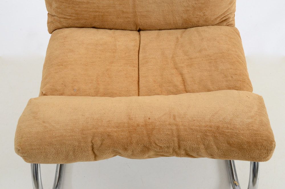 Golden Velour Cantilever Lounge Chair