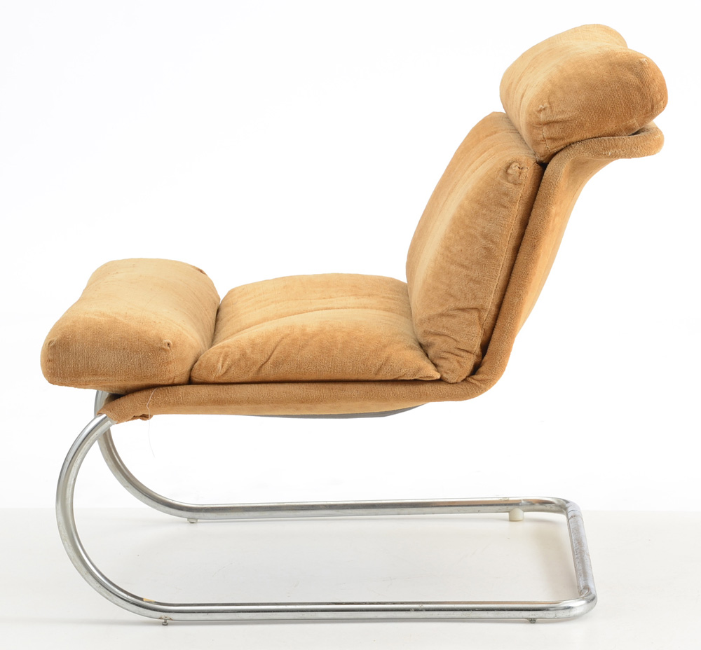 Golden Velour Cantilever Lounge Chair
