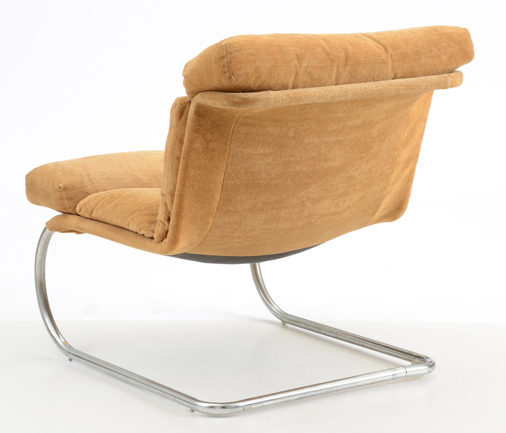 Golden Velour Cantilever Lounge Chair