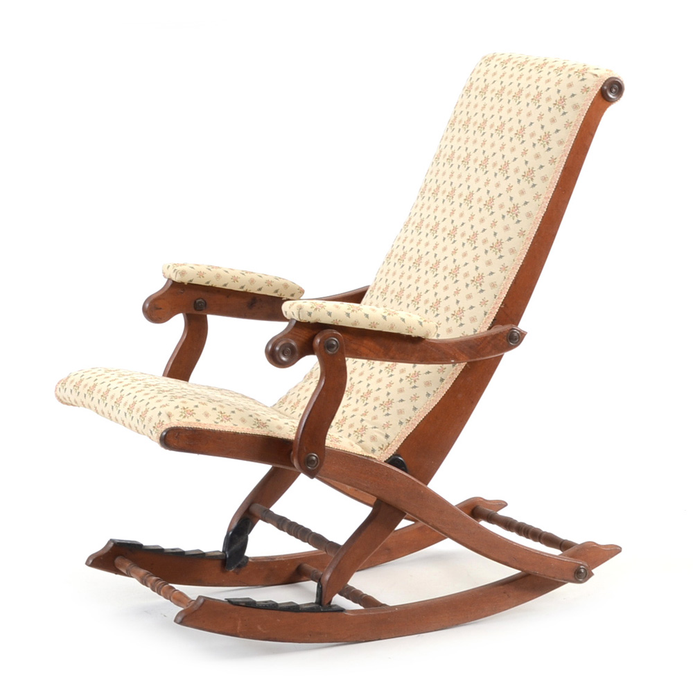 Antique Mahogany Folding Rocking Chair