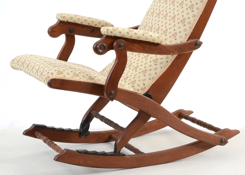 Antique Mahogany Folding Rocking Chair