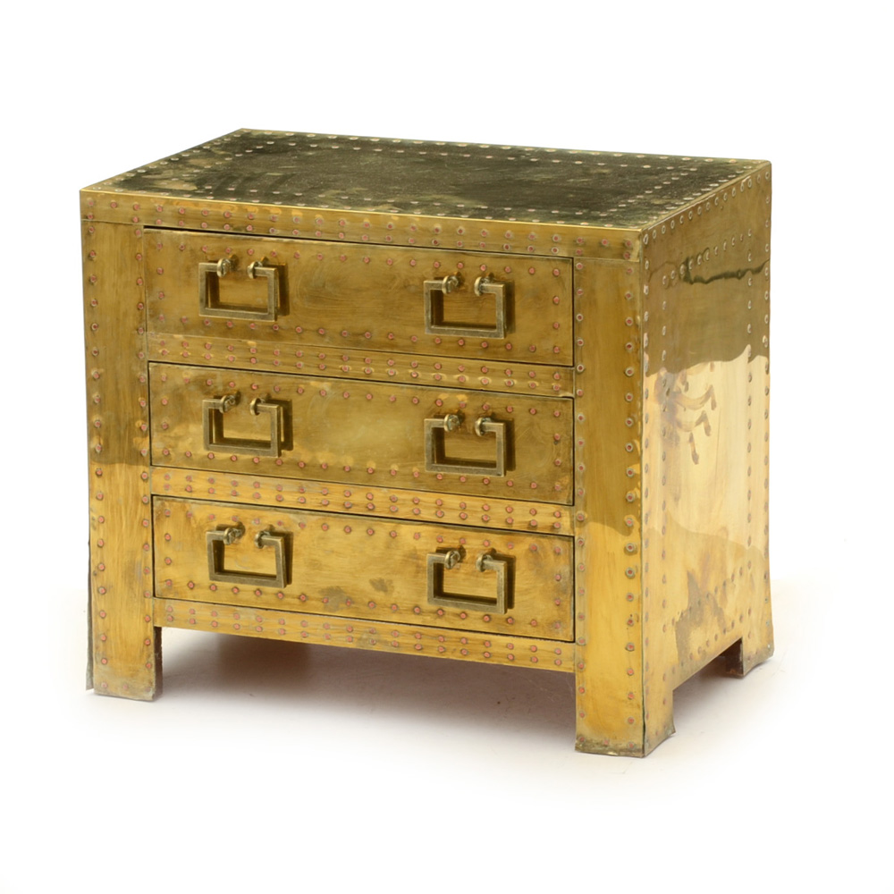 Sarreid Brass Covered Chest of Drawers
