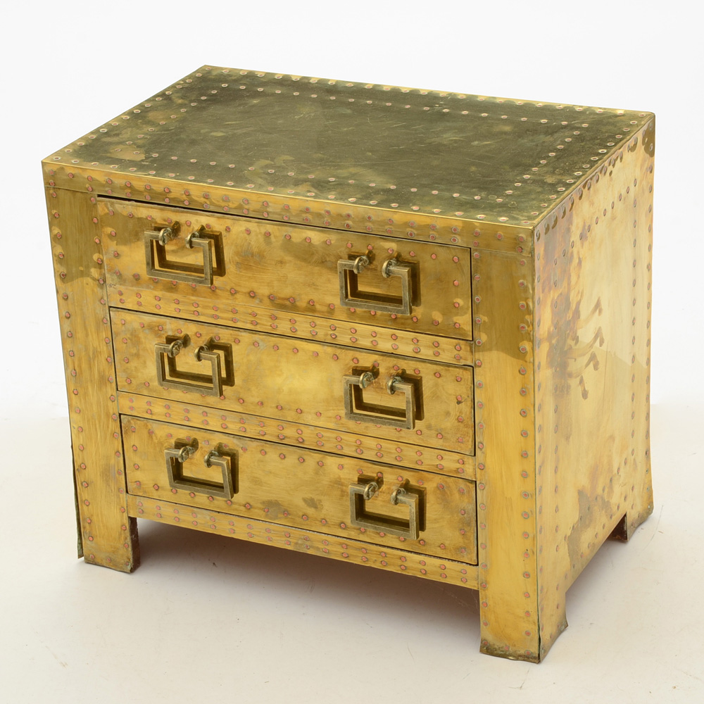 Sarreid Brass Covered Chest of Drawers