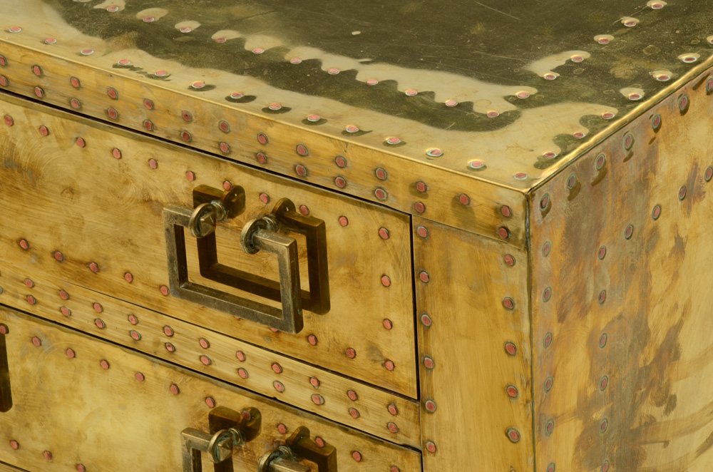 Sarreid Brass Covered Chest of Drawers