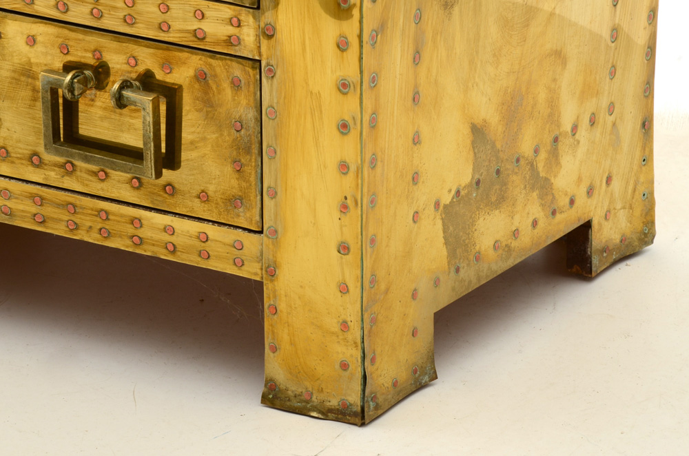 Sarreid Brass Covered Chest of Drawers