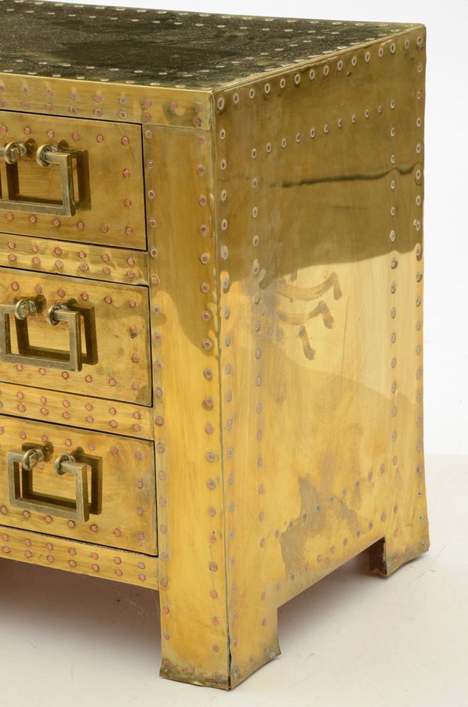 Sarreid Brass Covered Chest of Drawers