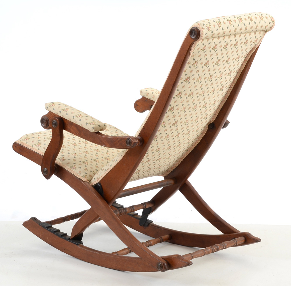 Antique Mahogany Folding Rocking Chair