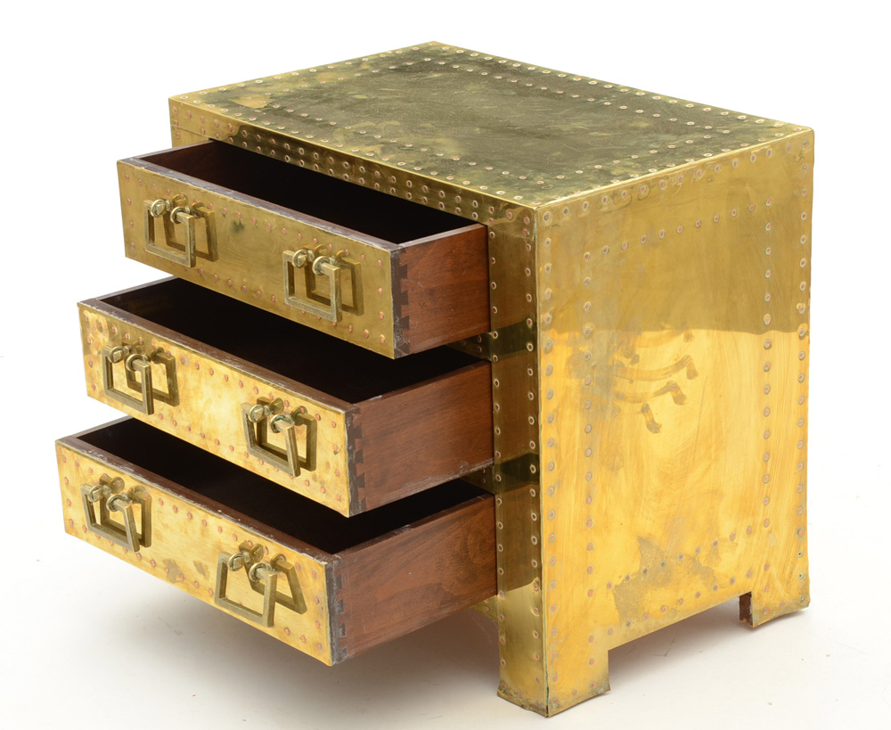Sarreid Brass Covered Chest of Drawers