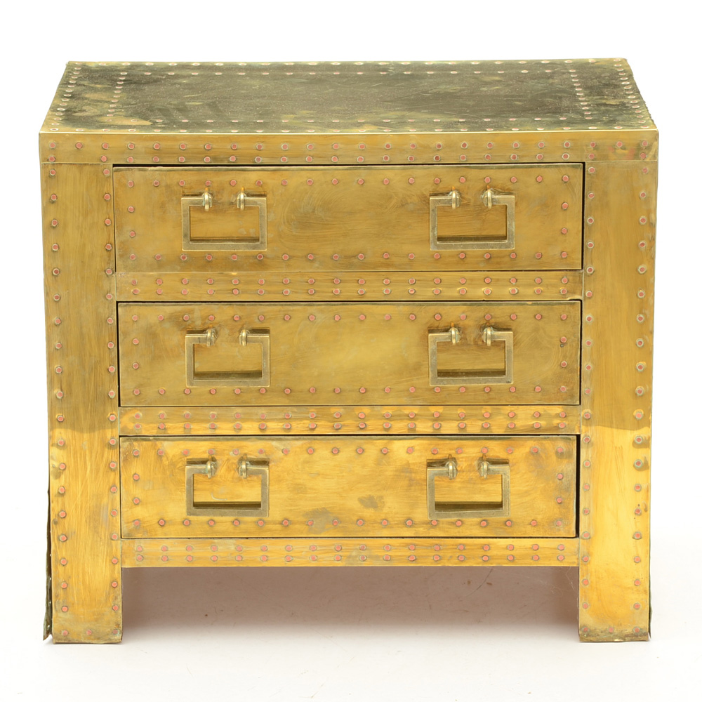 Sarreid Brass Covered Chest of Drawers