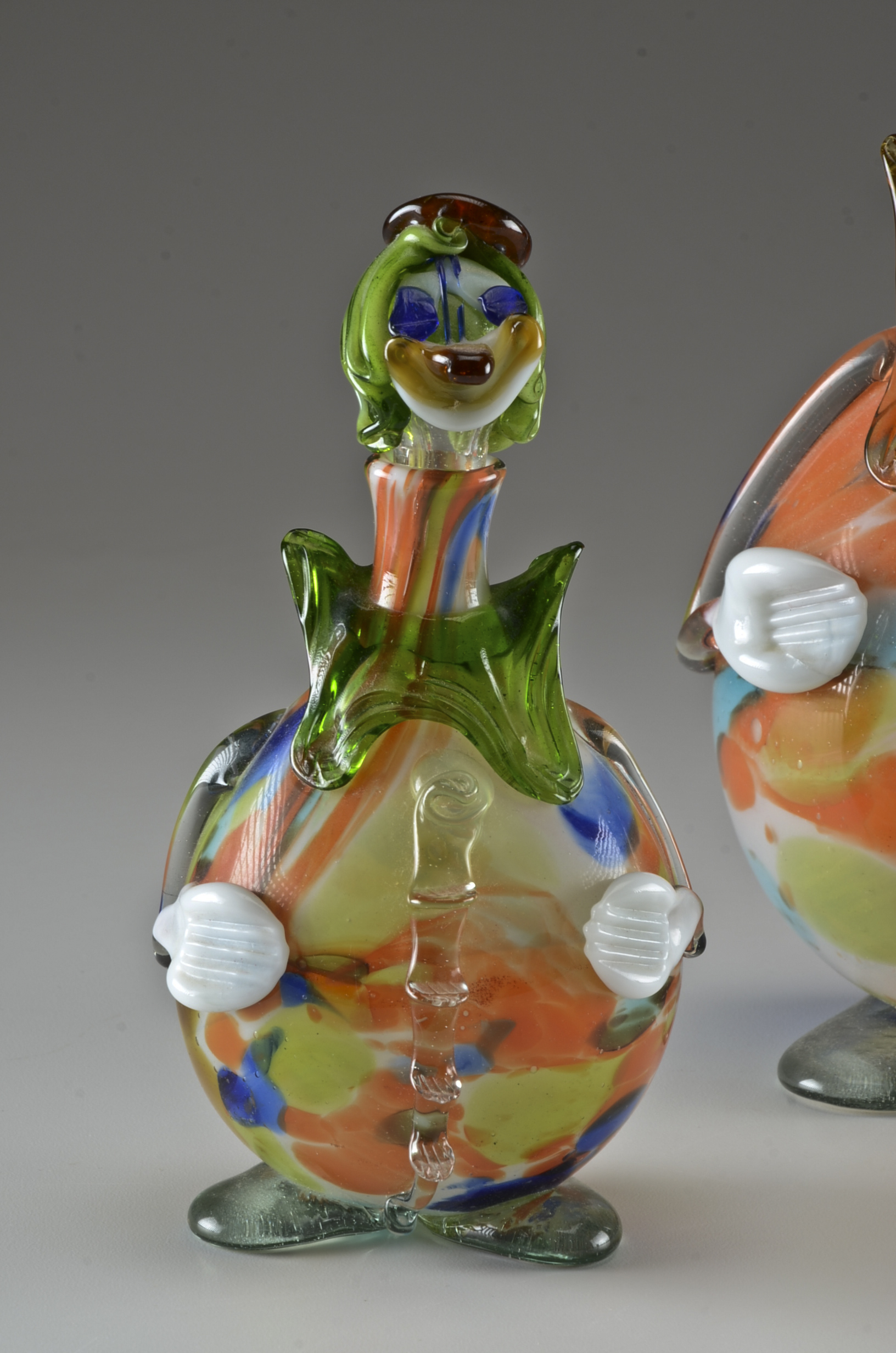 Murano Style Blown Art Glass Clown Decanters EBTH