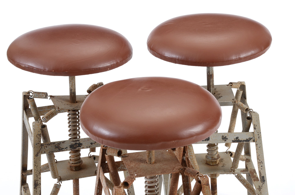 Industrial Style Spring Base Adjustable Height Stools