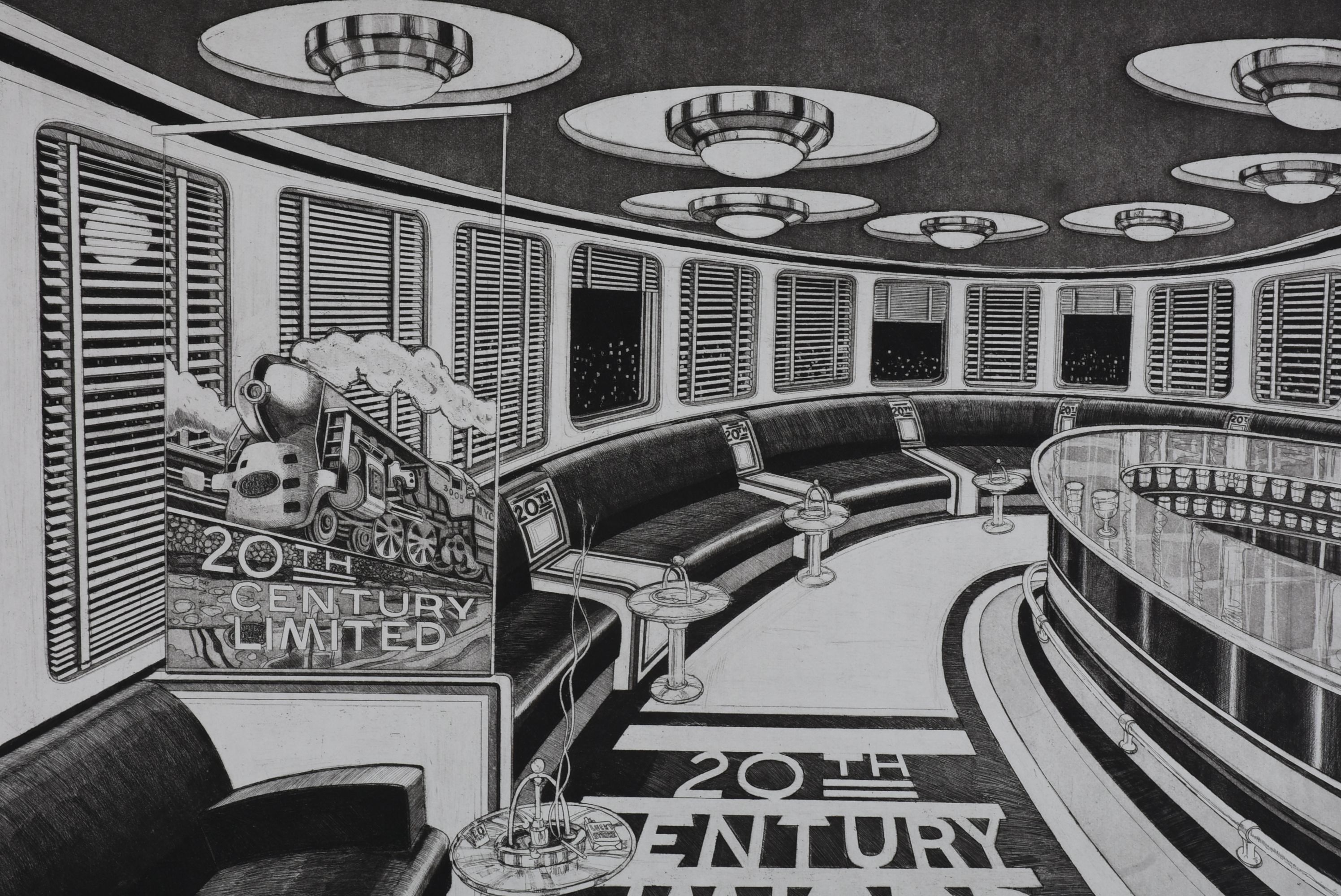 Bruce McCombs Signed 1987 Artist's Proof Etching "Club Car"