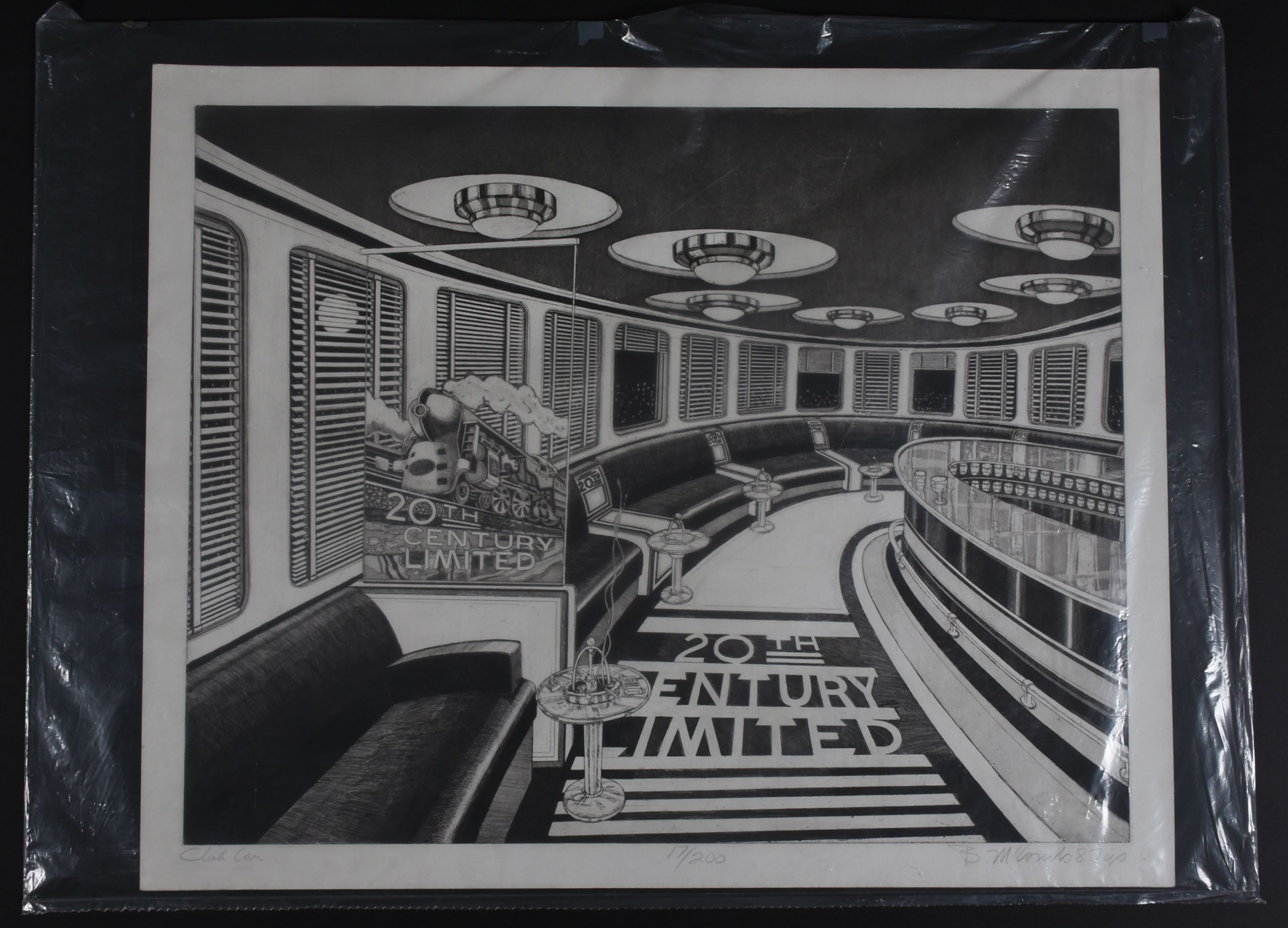 Bruce McCombs Signed 1987 Artist's Proof Etching "Club Car"