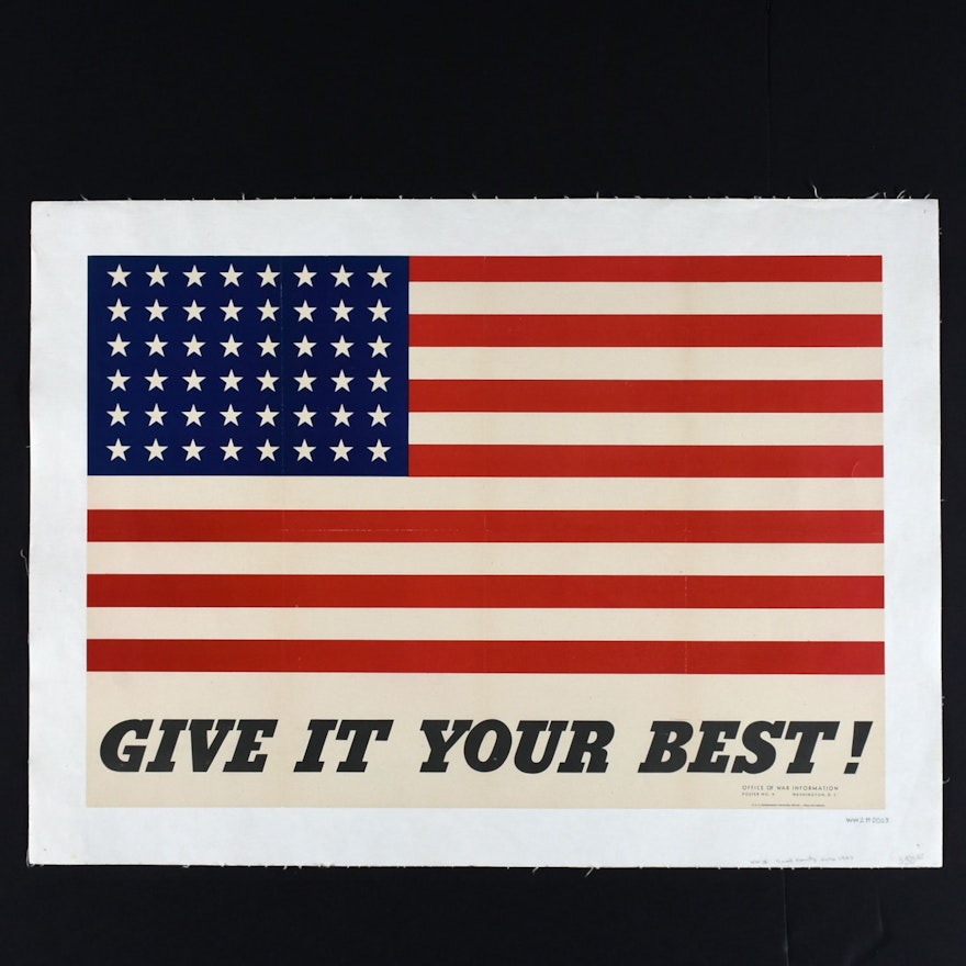 Vintage 1942 WWII Poster "Give it Your Best!"