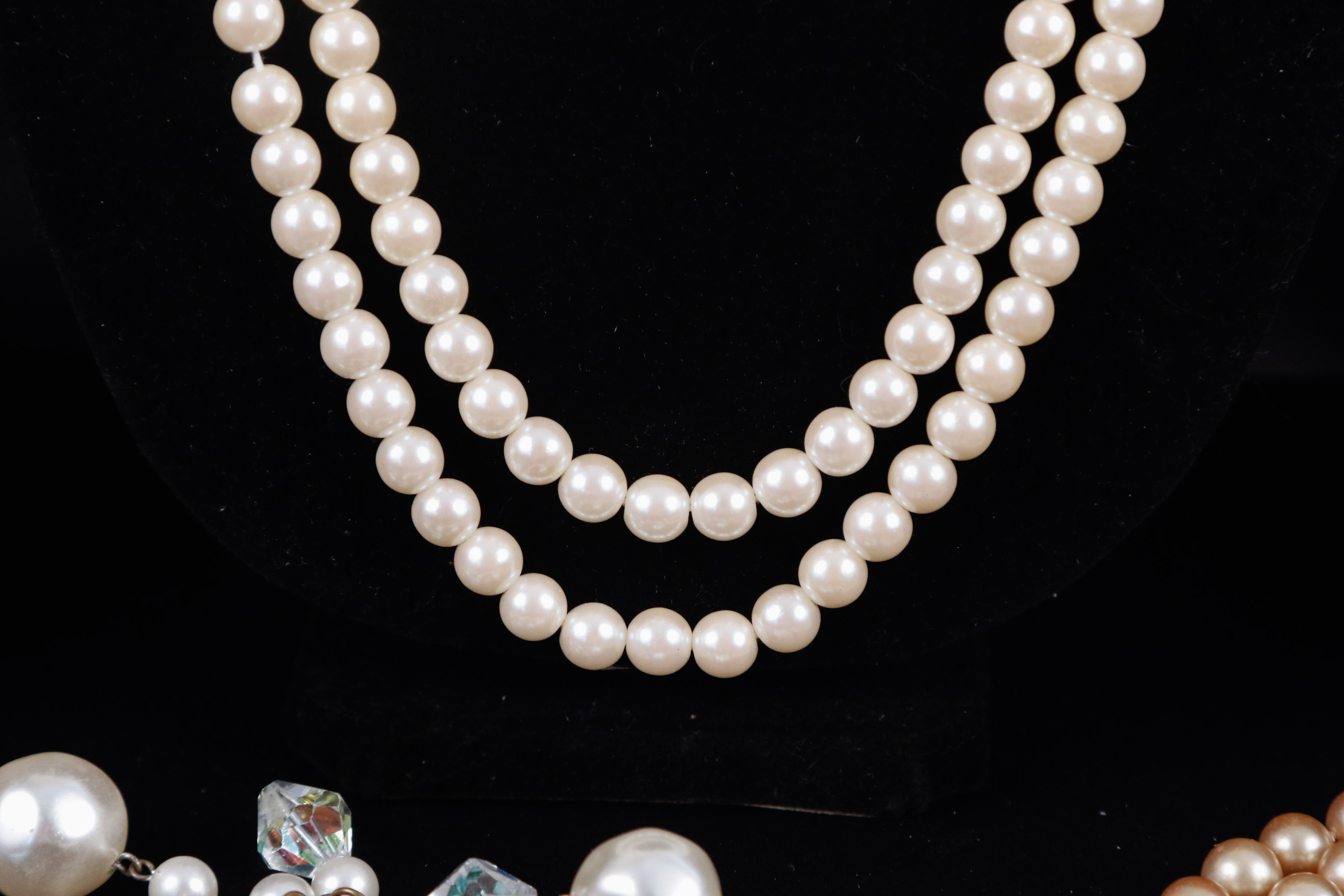 Faux Pearl and Givre Glass Bead Necklaces Collection