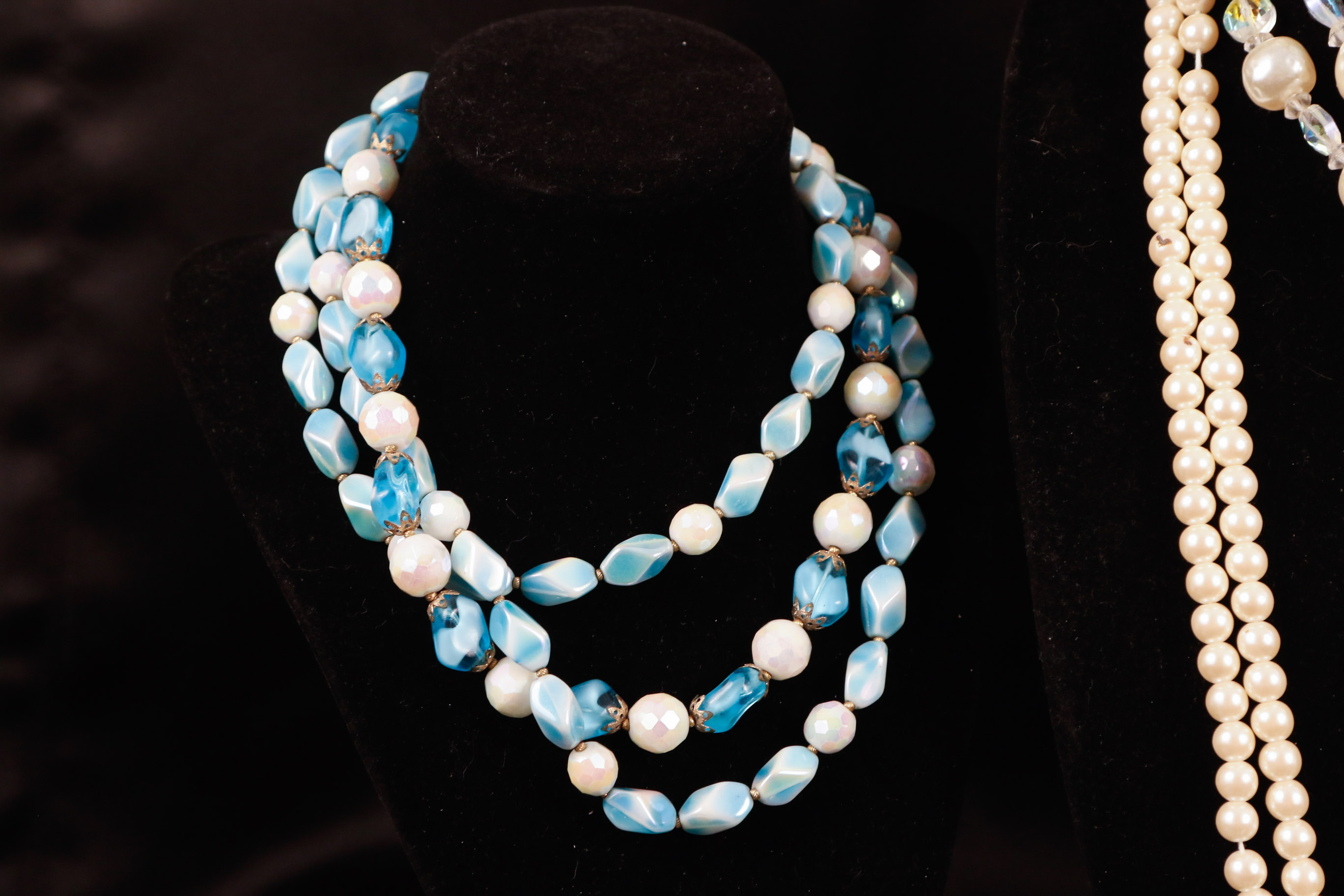 Faux Pearl and Givre Glass Bead Necklaces Collection
