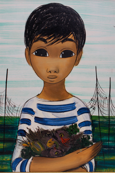Original Carlo Carando Painting of Boy at Docks