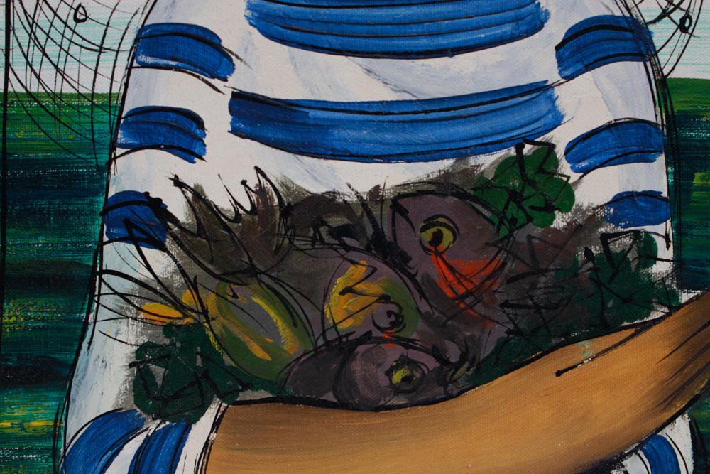 Original Carlo Carando Painting of Boy at Docks