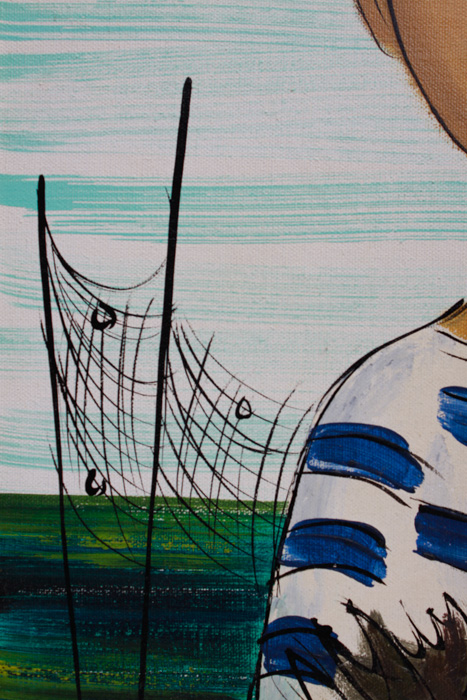 Original Carlo Carando Painting of Boy at Docks