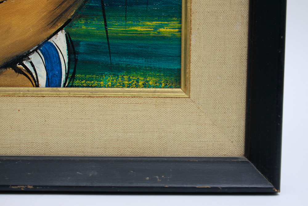 Original Carlo Carando Painting of Boy at Docks