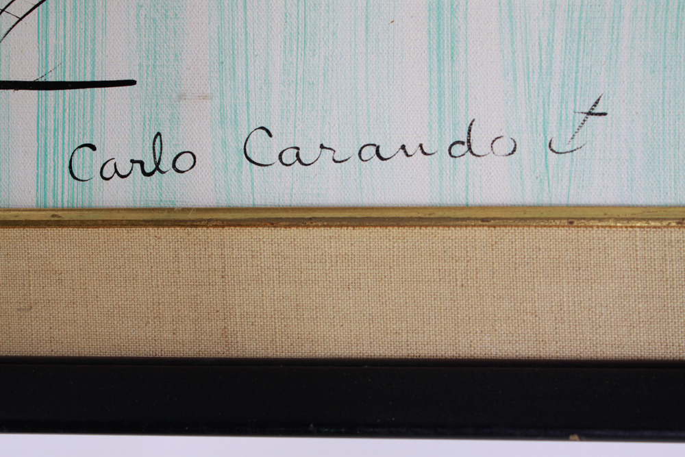 Original Carlo Carando Painting of Boy at Docks