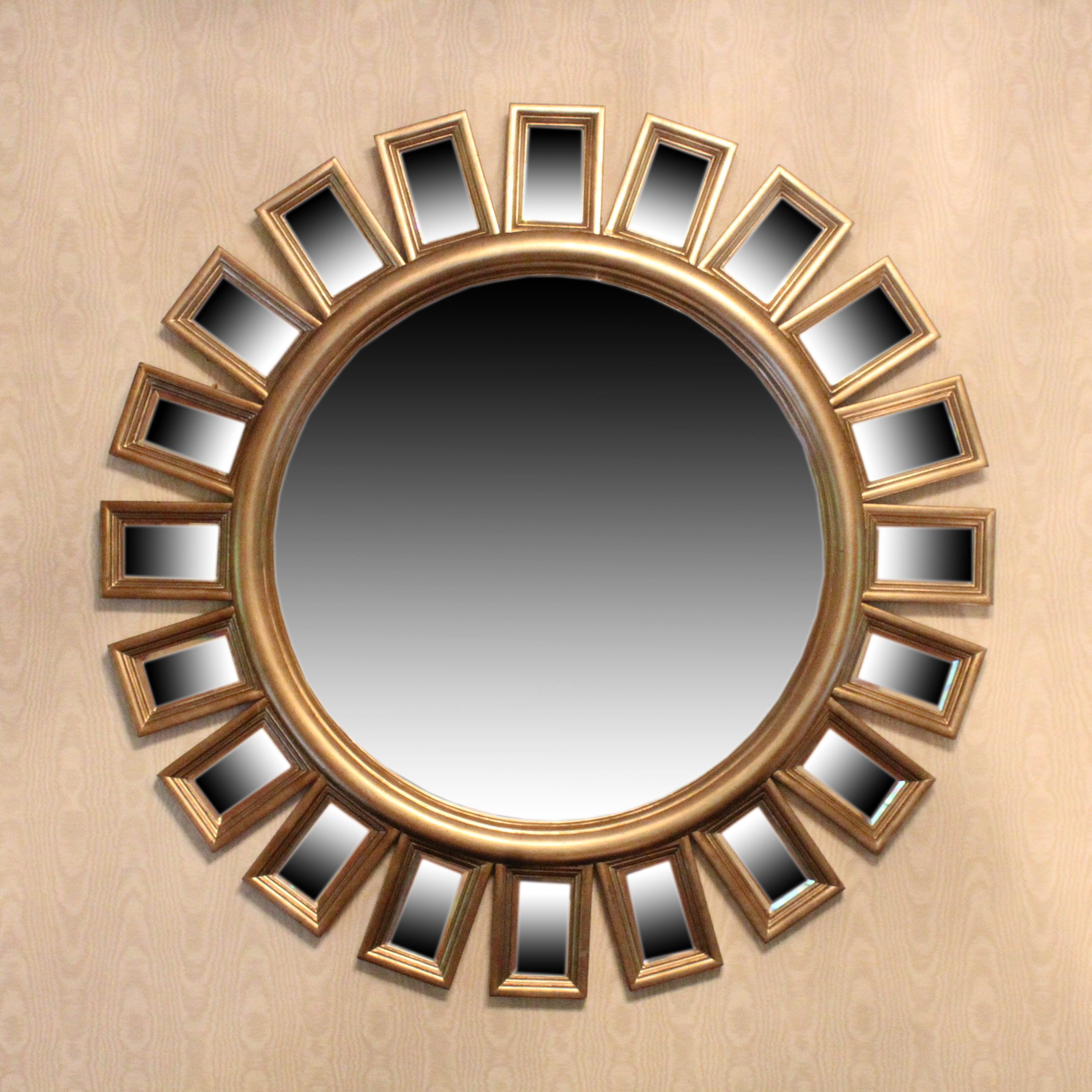 Gold Tone Sunburst Wall Mirror