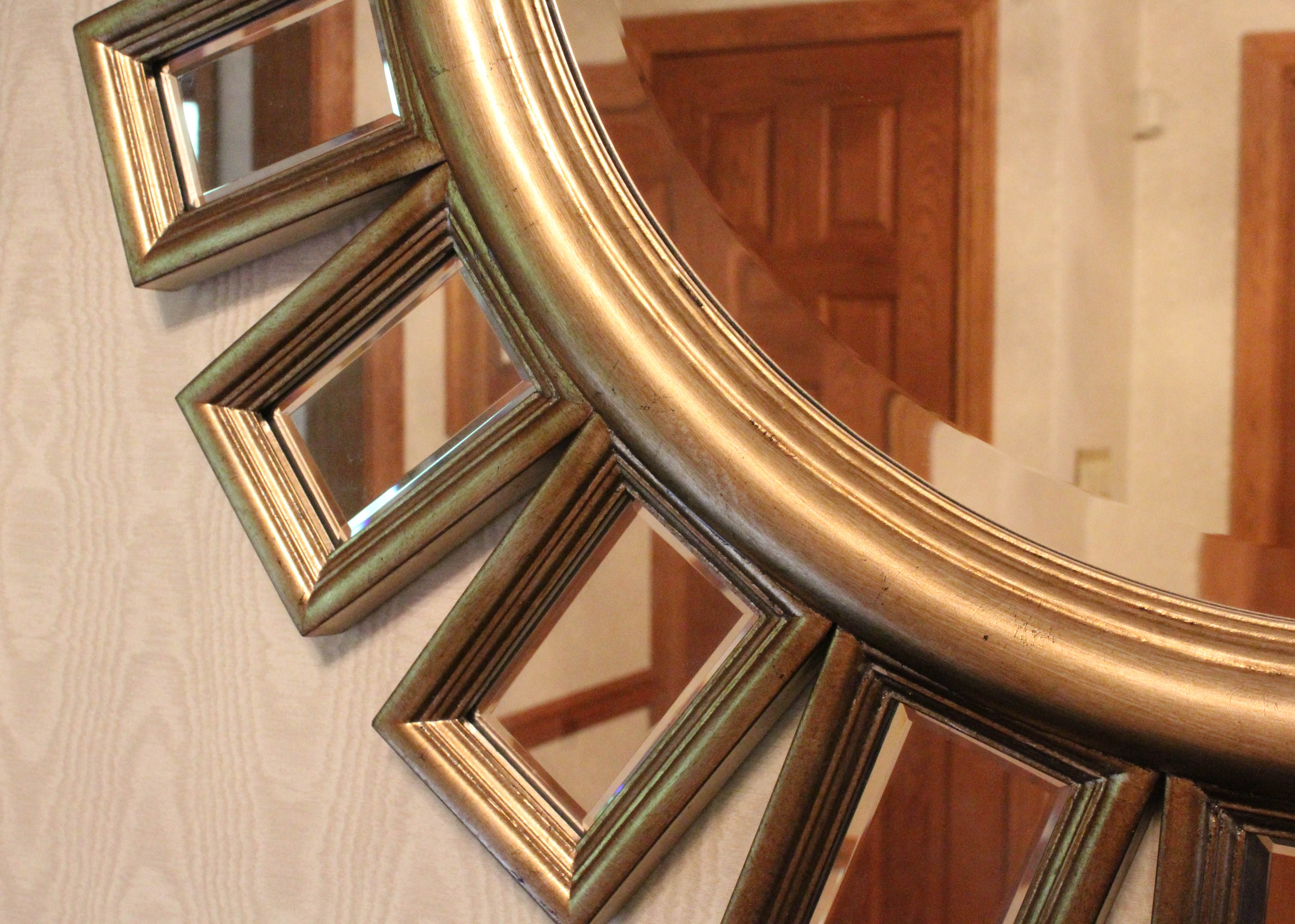 Gold Tone Sunburst Wall Mirror