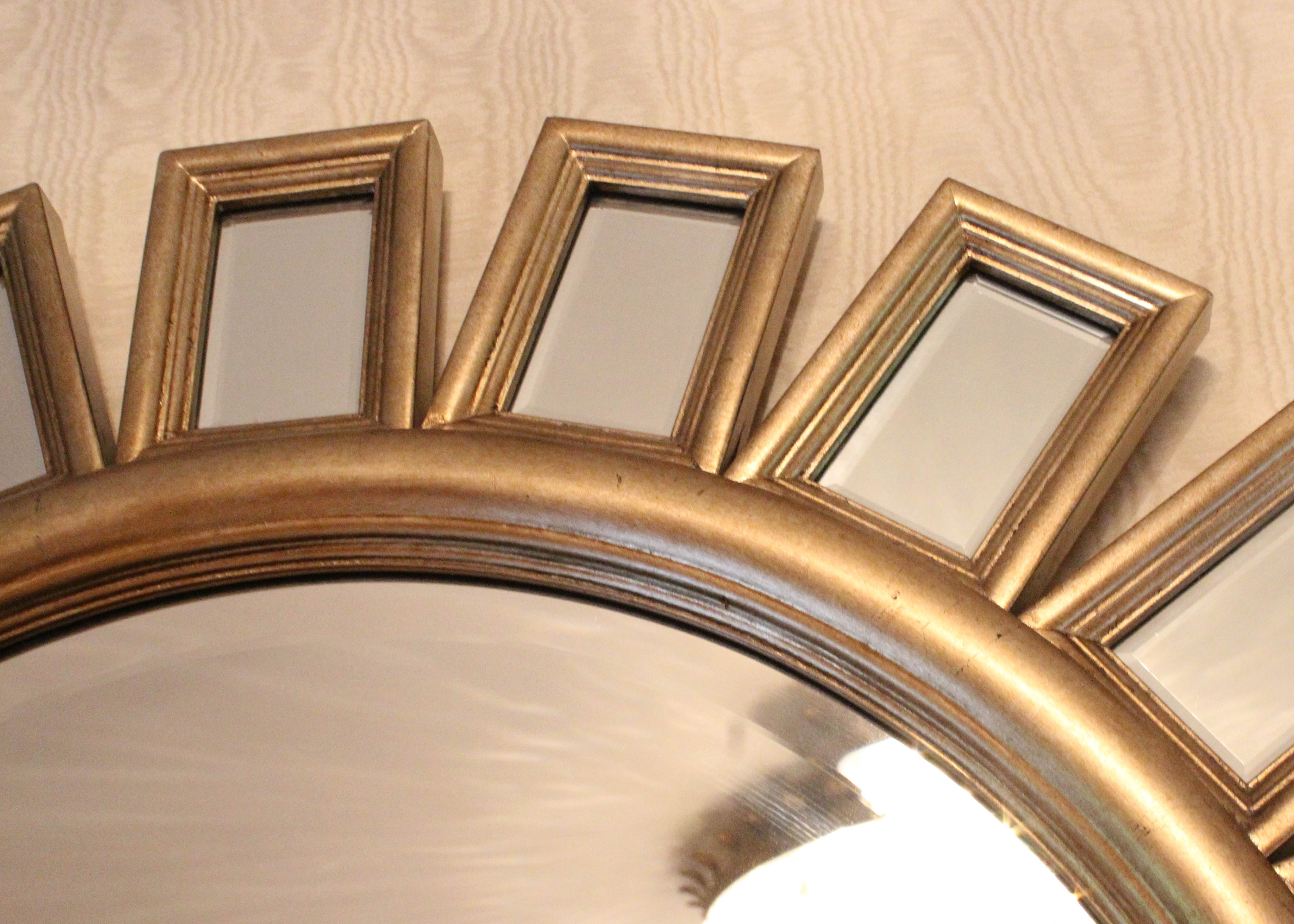 Gold Tone Sunburst Wall Mirror